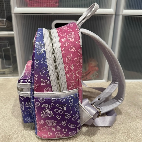 Disney Parks Loungefly Magic Kingdom Icon Print Purple Pink Ombré Mini Backpack - Picture 6 of 10